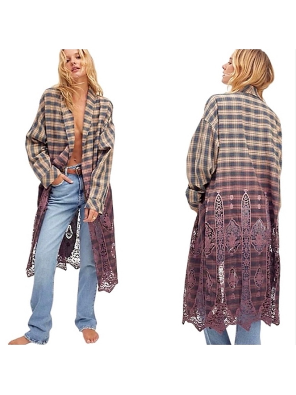 free people plaid billie duster